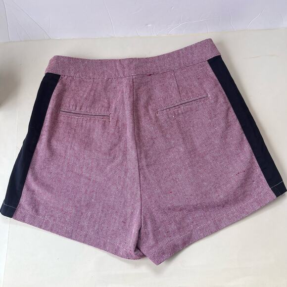 VALIJA Pleated Womens Shorts Sz Small ColorBlock Chevron High Rise 2" Red Preppy - Picture 5 of 9